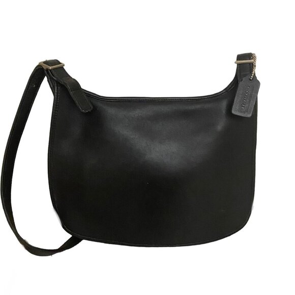 Vintage Coach 9134 Slim Hippie Flap Leather Crossbody Shoulder Bag in Black - Picture 6 of 10